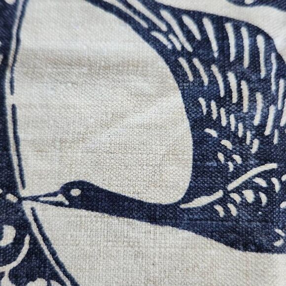 Geese canvas table cloth navy blue cream floral fringe trim bird aviary 1 piece - Picture 2 of 4